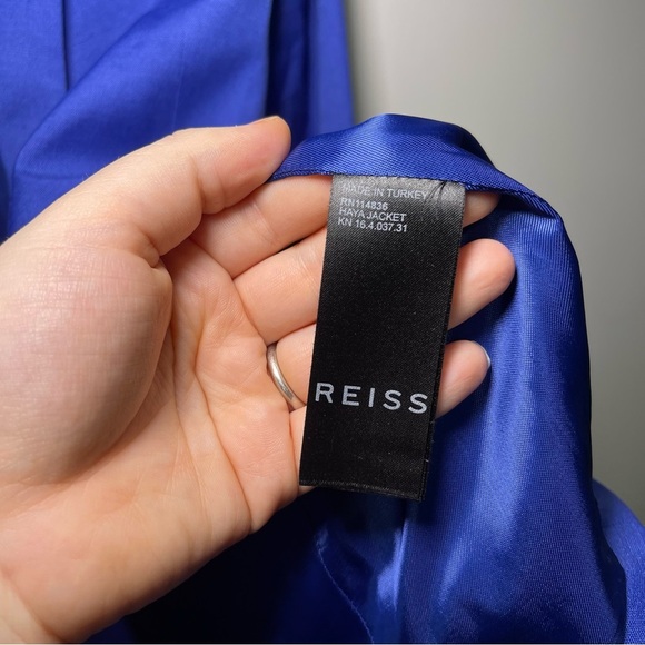 Reiss Haya Cobalt Blue fitted single breasted linen blend Blazer Jacket in US 0 - Picture 9 of 12